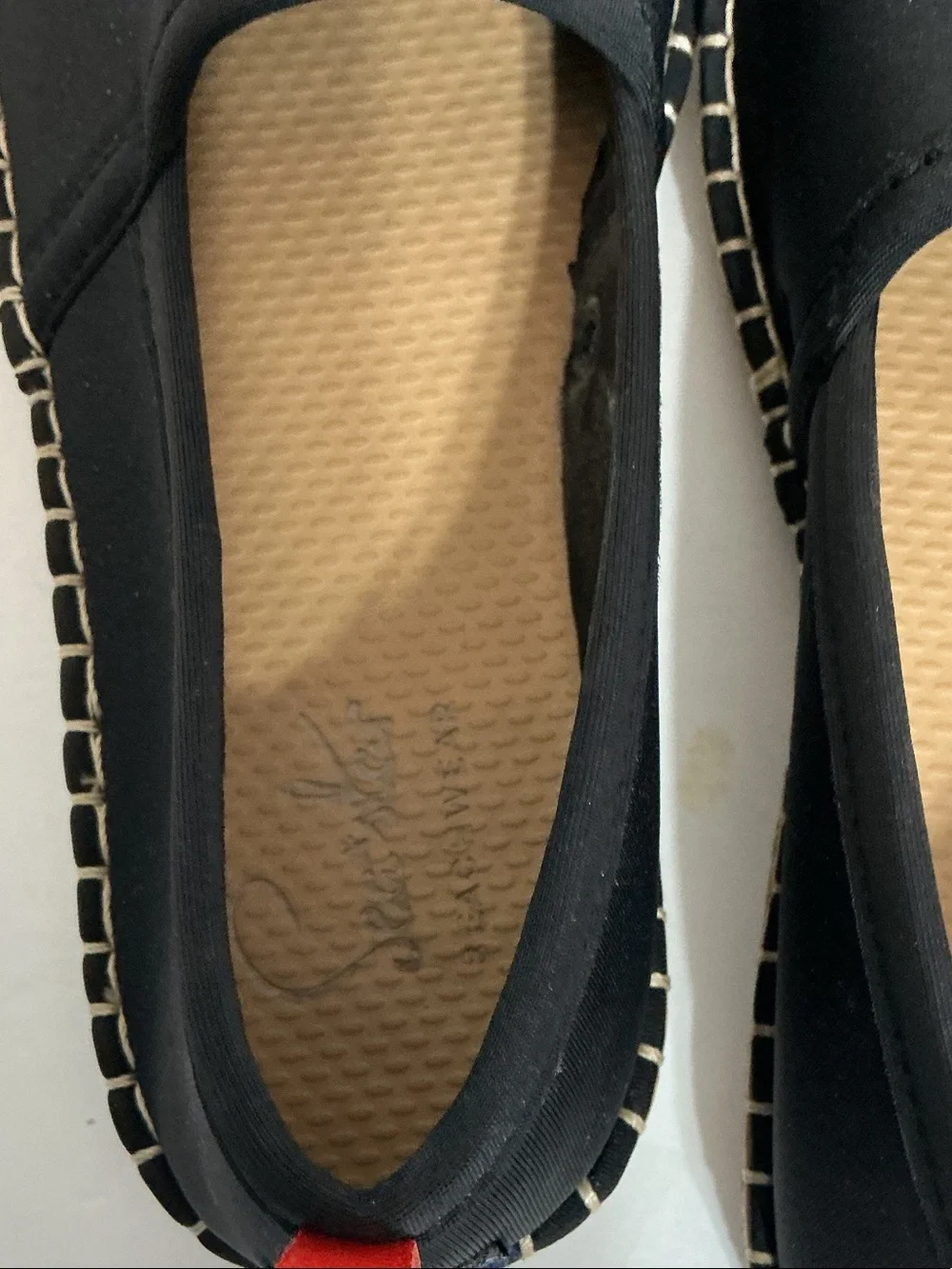 Sea Star Sz 8 Black Espadrille Flat Water Shoes with Jute Toe